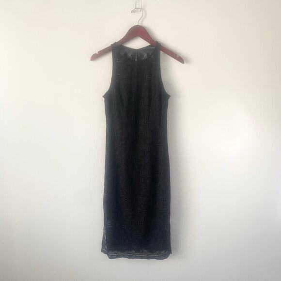 NWT Trina Turk Black‎ Overlay Lace Sleeveless Midi Dress Size 4 - Picture 1 of 7